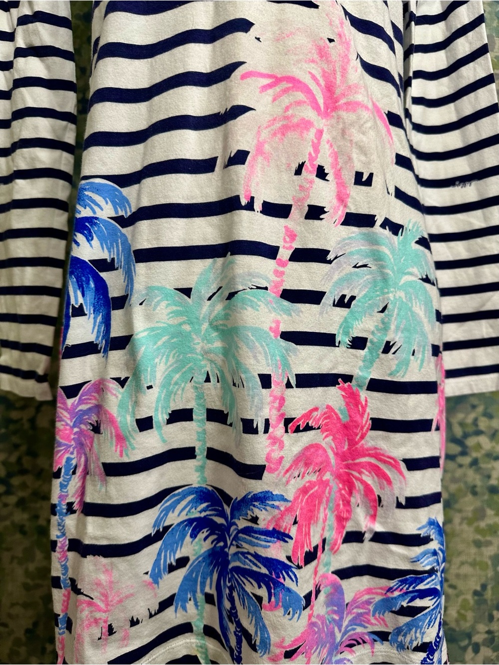 Lilly Pulitzer Palm Tree Stripe Shift Dress White Navy Pink Size S - Picture 3 of 6